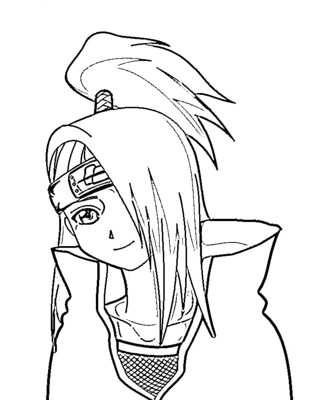 Dibujo de Guapo Deidara Sonriendo para Colorear y Imprimir