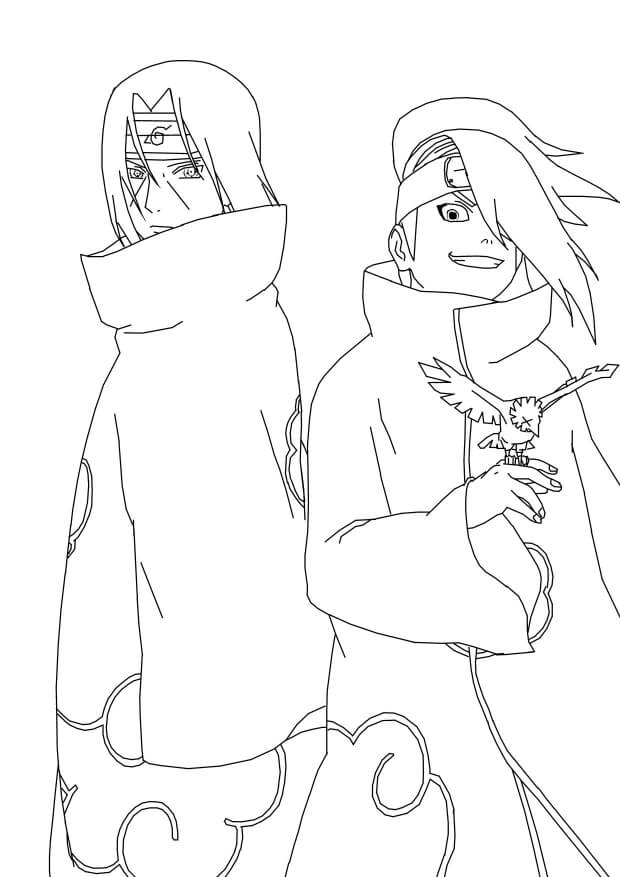 Dibujo de Itachi y Deidara para Colorear y Imprimir