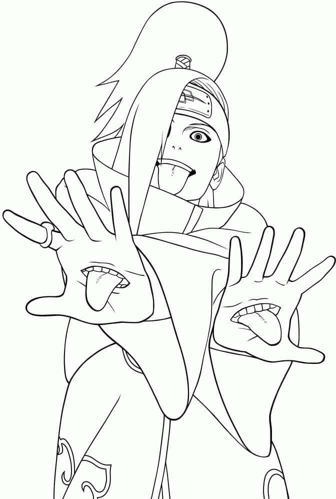 Dibujo de Miembro de Akatsuki Deidara para Colorear y Imprimir