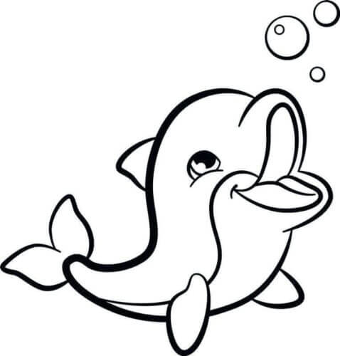 dibujo delfin feliz para colorear
