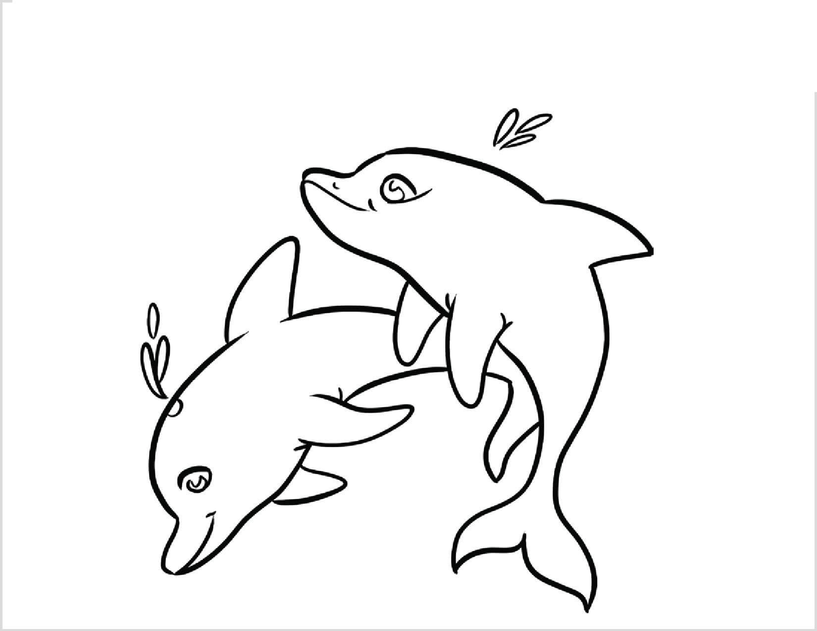 dibujo dos delfines lindos para colorear