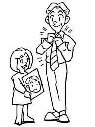 Dibujo de Hija Le da Una Foto a Su Padre para Colorear y Imprimir