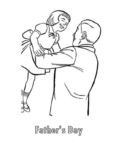 Dibujo de Padre Tenencia Hija para Colorear y Imprimir