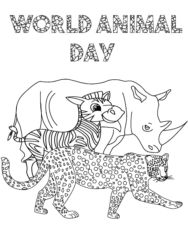 Día Mundial de los Animales para Colorear