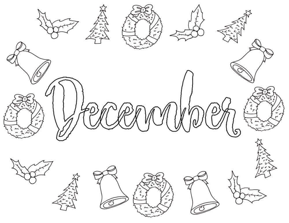 Dibujo de Diciembre Con Herramientas Noel para Colorear y Imprimir