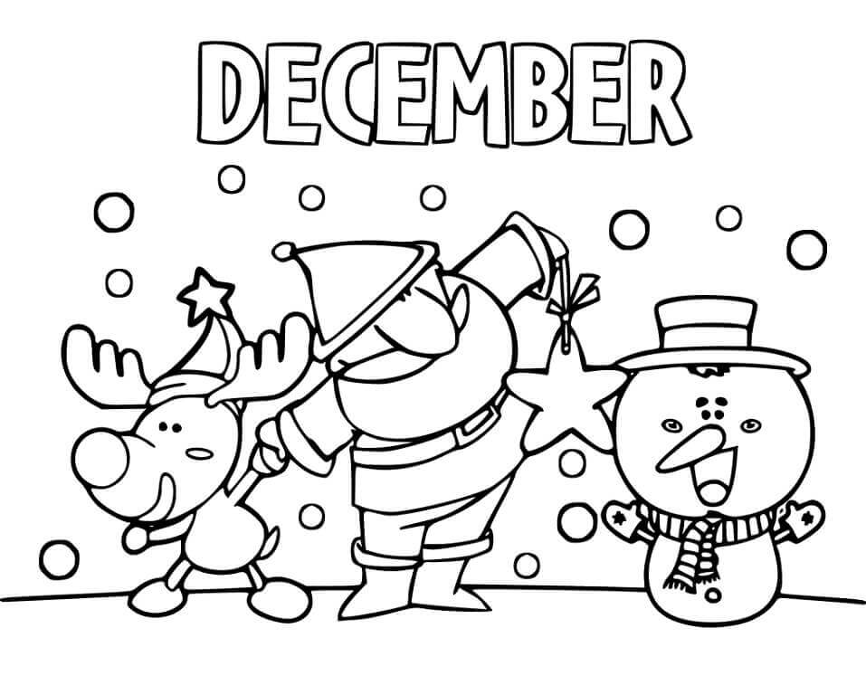 Dibujo de Diciembre Noel para Colorear y Imprimir