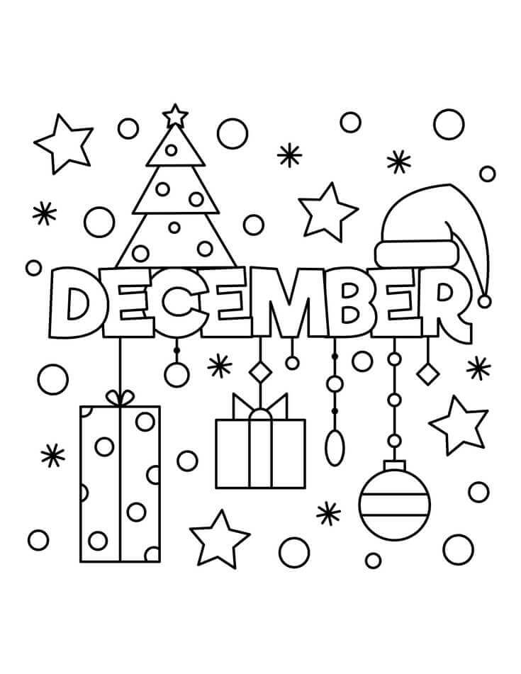 Dibujo de Diciembre para Colorear y Imprimir