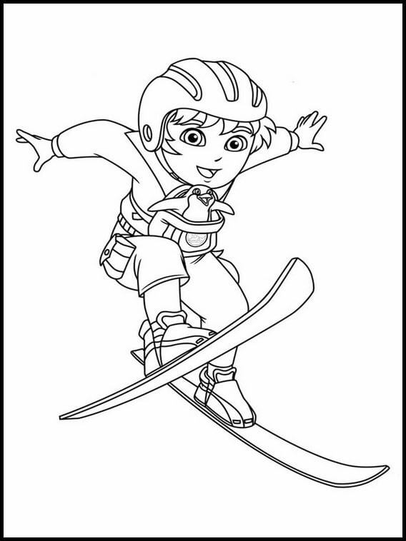 Dibujo de Diego Esquiando para Colorear y Imprimir