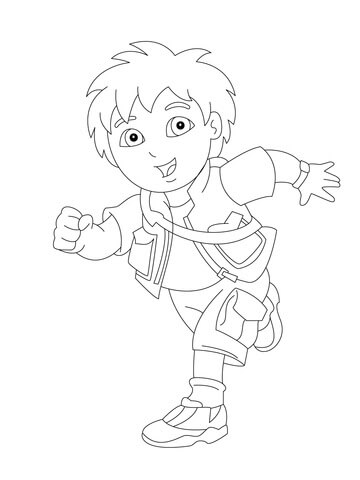 Dibujo de Diego Está Corriendo para Colorear y Imprimir