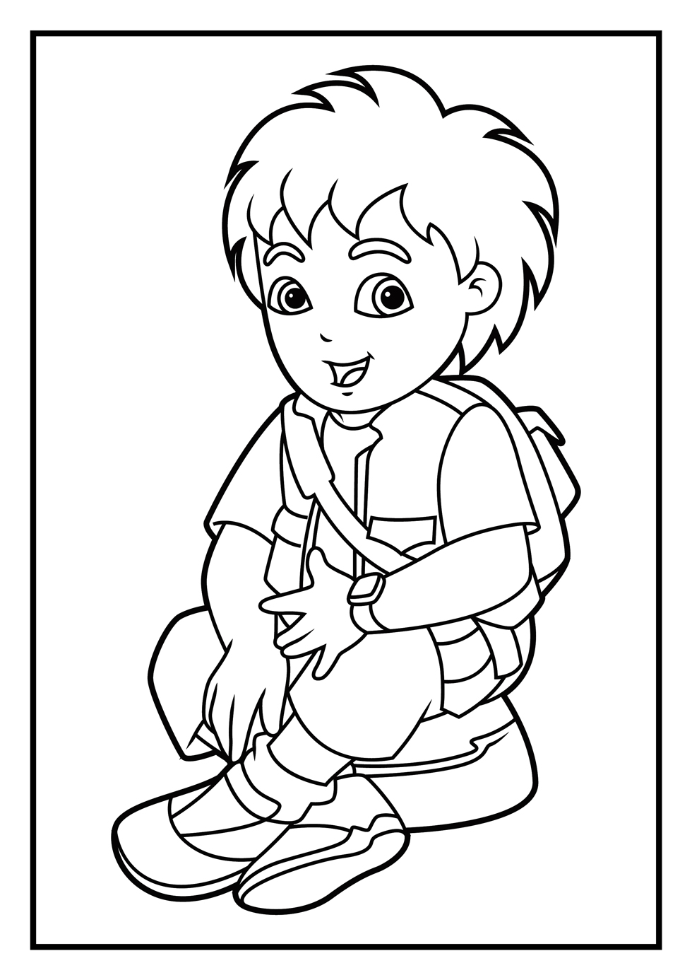 Dibujo de Diego Está Sentado para Colorear y Imprimir