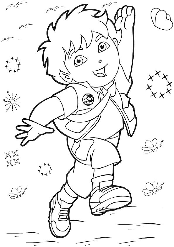 Dibujo de Diego ¡Feliz para Colorear y Imprimir