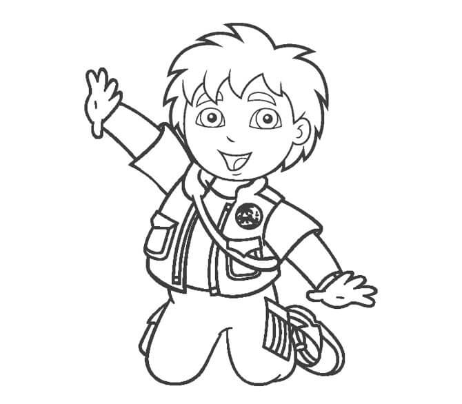 Dibujo de Diego Saltando para Colorear y Imprimir