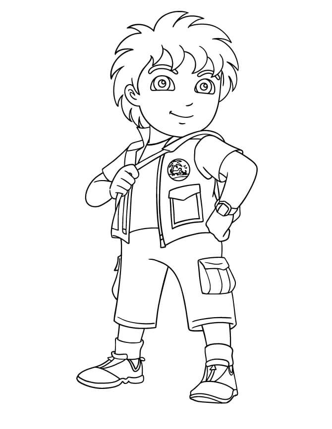 Dibujo de Diego Sonriendo para Colorear y Imprimir