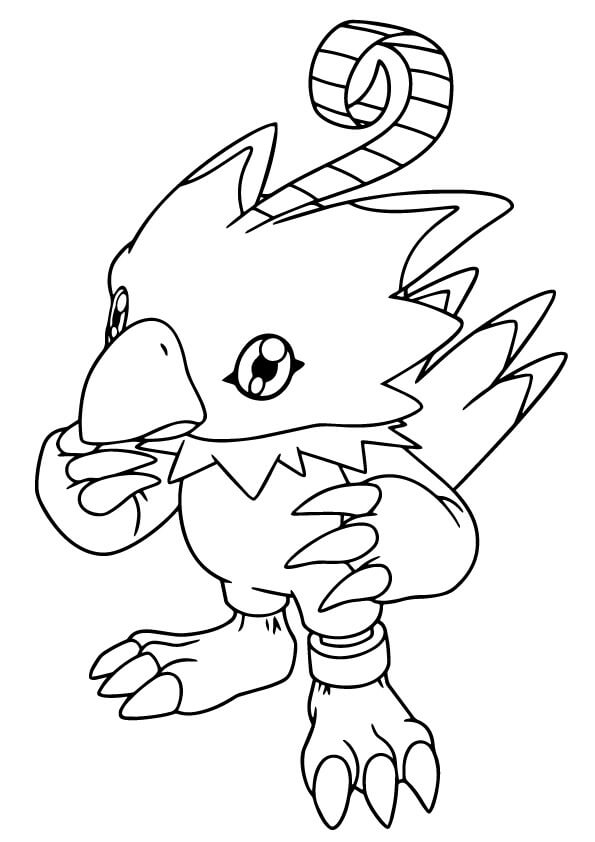 Dibujo de Digimon Biyomon para Colorear y Imprimir