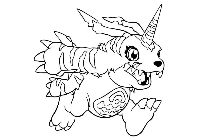 Dibujo de Digimon Gabumon para Colorear y Imprimir