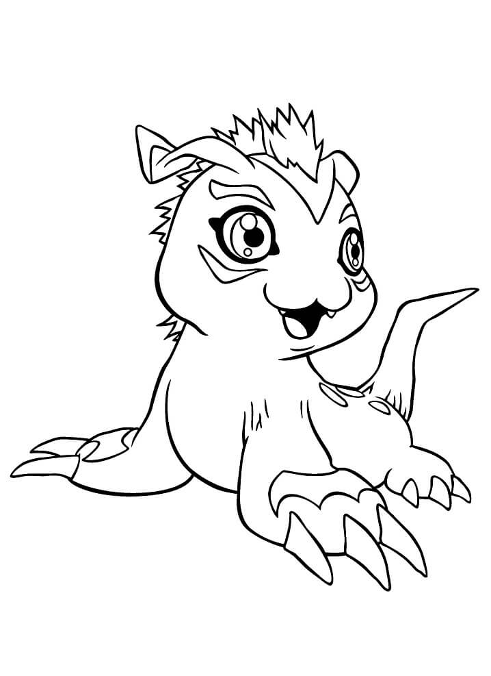Dibujo de Gomamon Sentado para Colorear y Imprimir