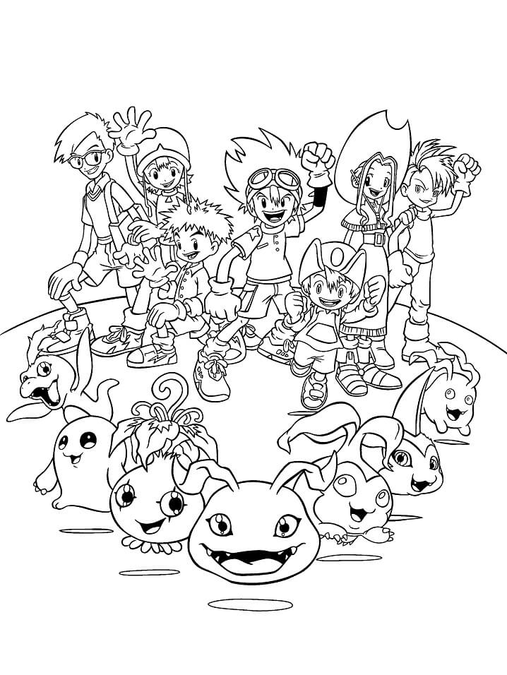 Dibujo de Personajes de Digimon para Colorear y Imprimir