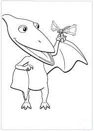 Dibujo de Dinosaurio Con Una Libélula para Colorear y Imprimir