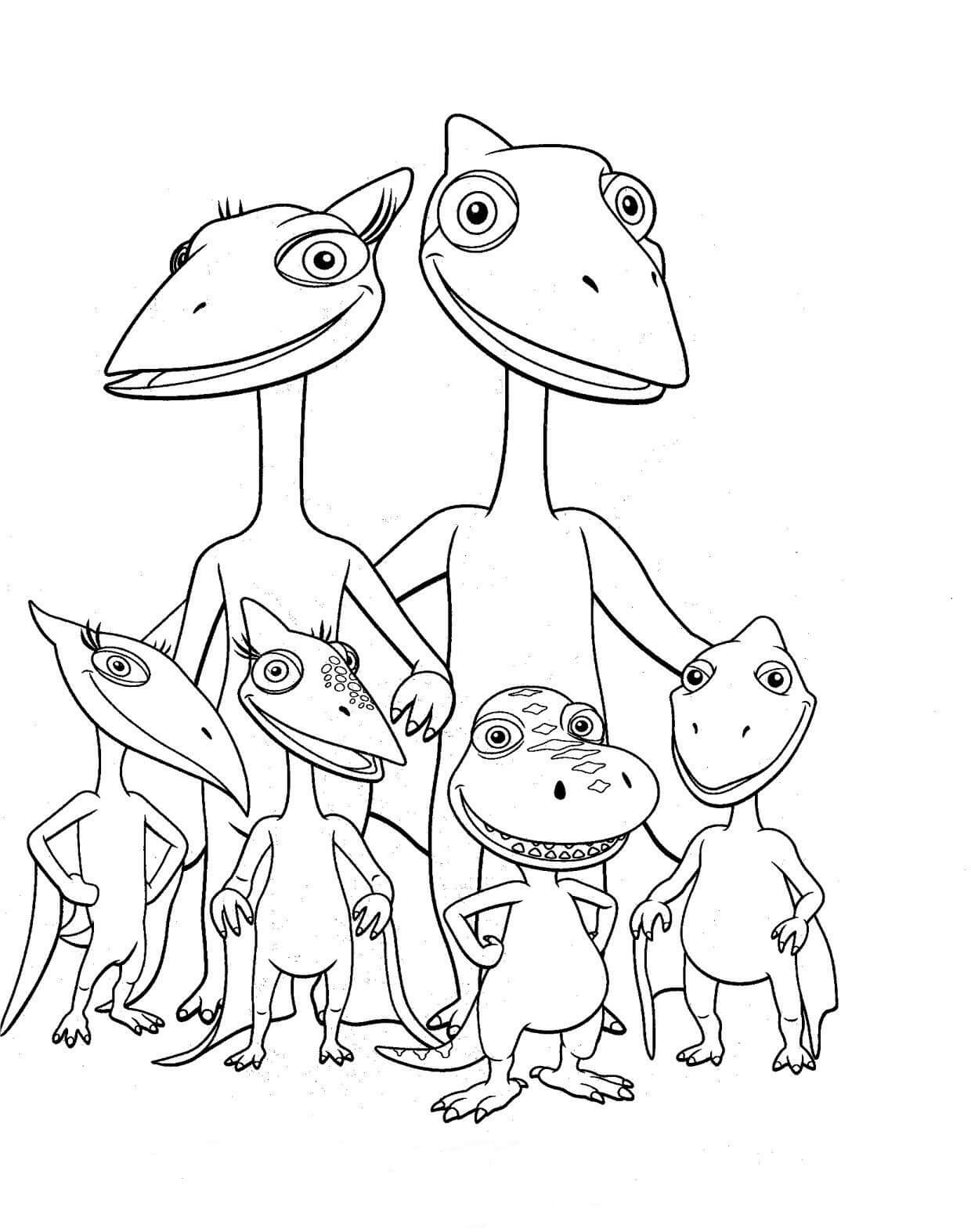Dibujo de Dinosaurio Familiar para Colorear y Imprimir