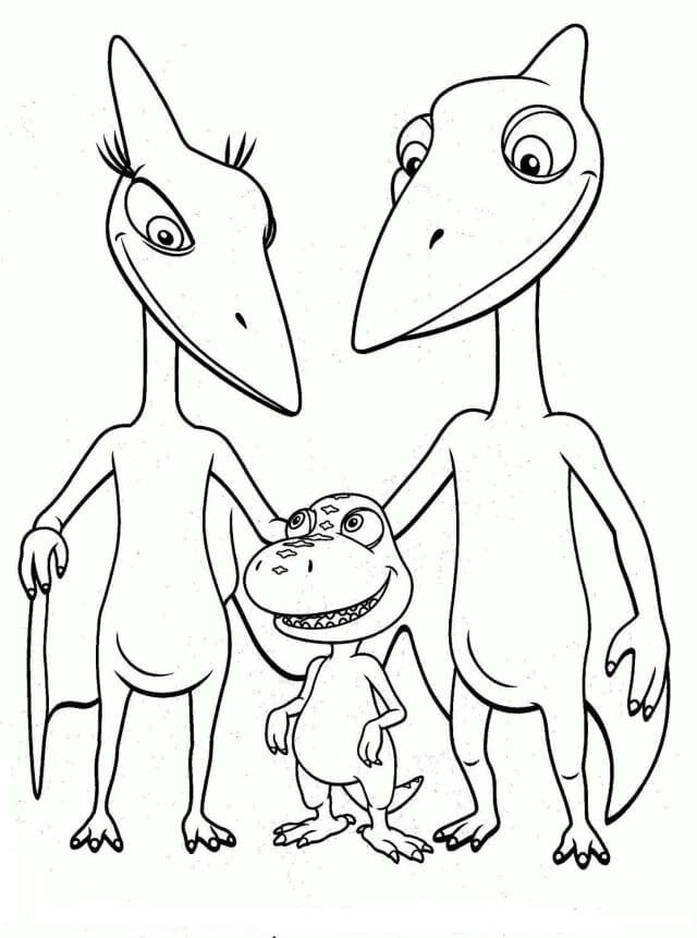 Dibujo de Familia de Dinosaurios Lindo para Colorear y Imprimir