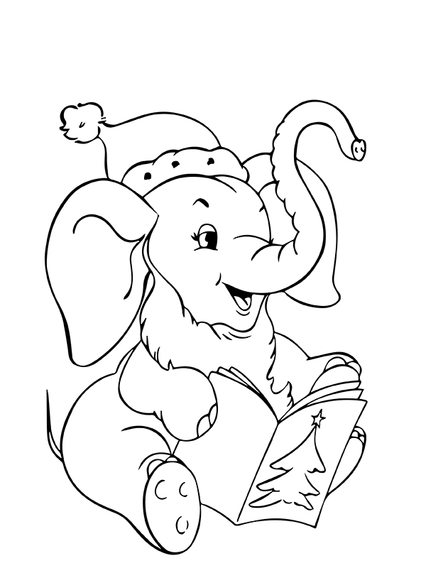 lindo elefante navidad p gina para colorear
