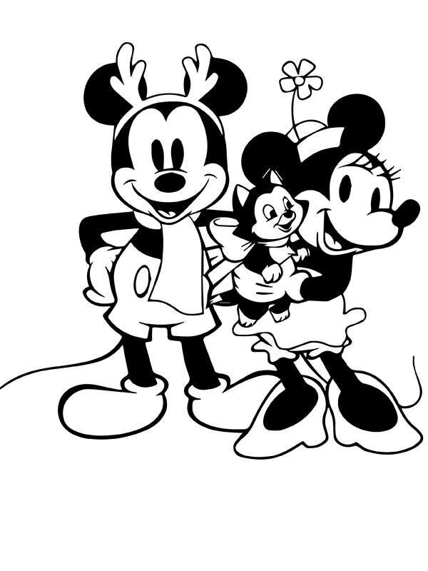 mickey minnie and figaro navidad p gina para colorear