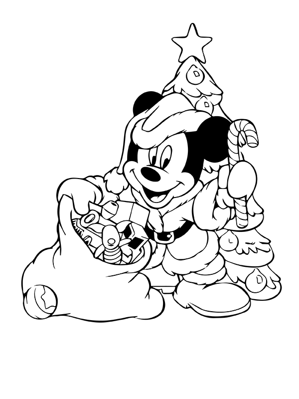 mickey mouse y regalo navidad p gina para colorear