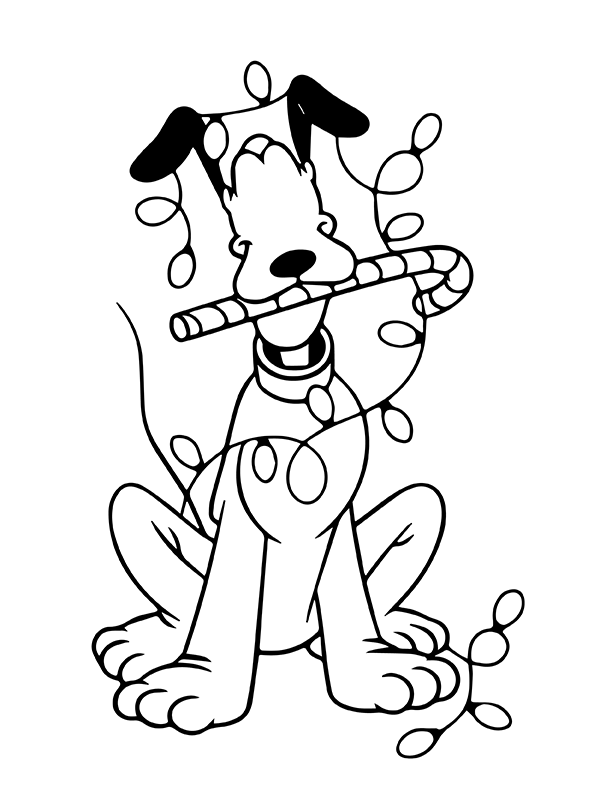 pluto sosteniendo un caramelo navidad p gina para colorear