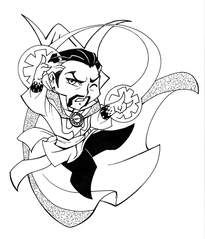 Dibujo de Chibi Doctor Extrano para Colorear y Imprimir