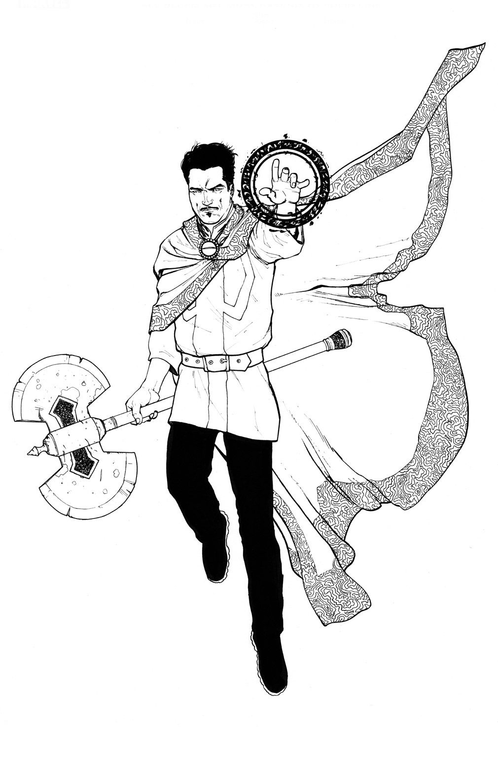 Dibujo de Doctor Extrano Con Hacha Mágica para Colorear y Imprimir