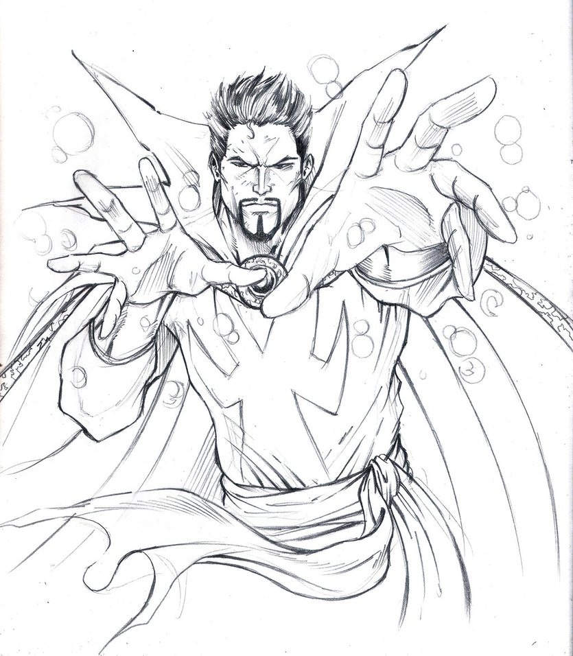 Dibujo de Doctor Extrano de Marvel para Colorear y Imprimir