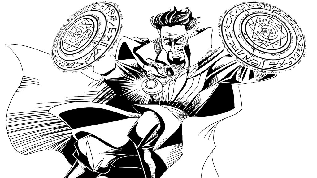 Dibujo de Doctor Extrano Usando El Poder para Colorear y Imprimir