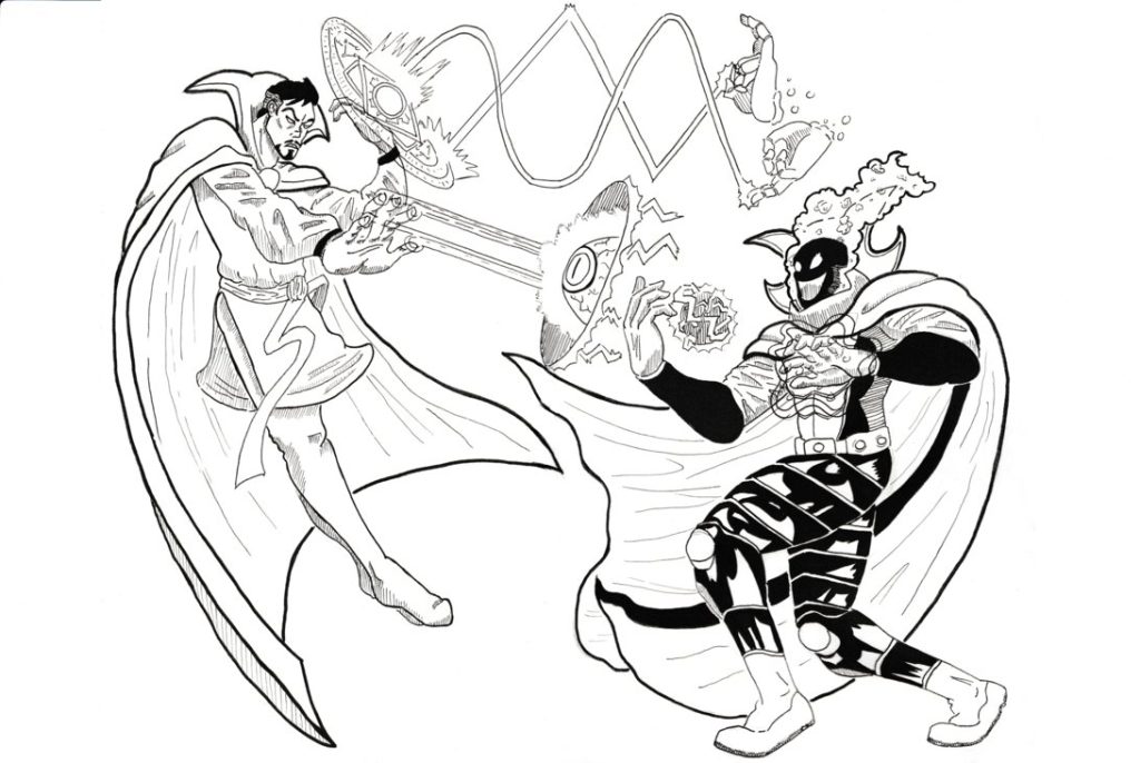 Dibujo de Doctor Extrano y Dormammu para Colorear y Imprimir