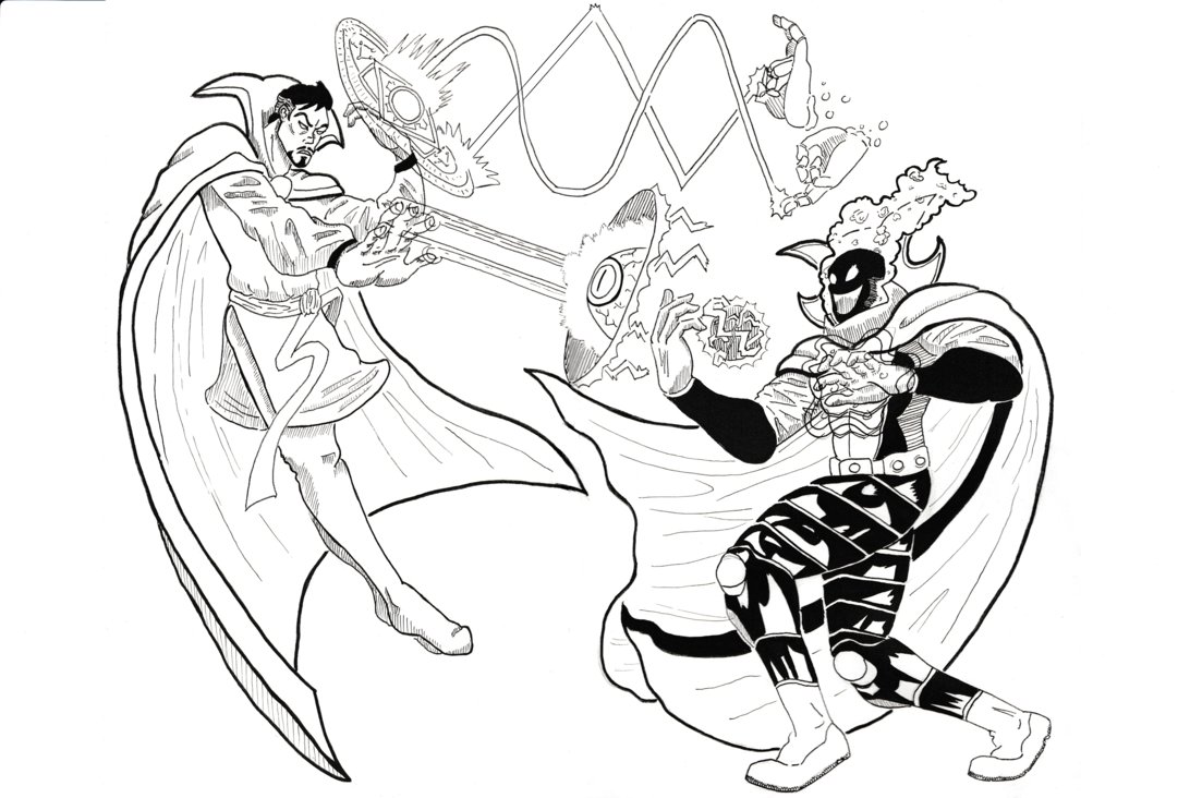 Dibujo de Doctor Extrano y Dormammu para Colorear y Imprimir
