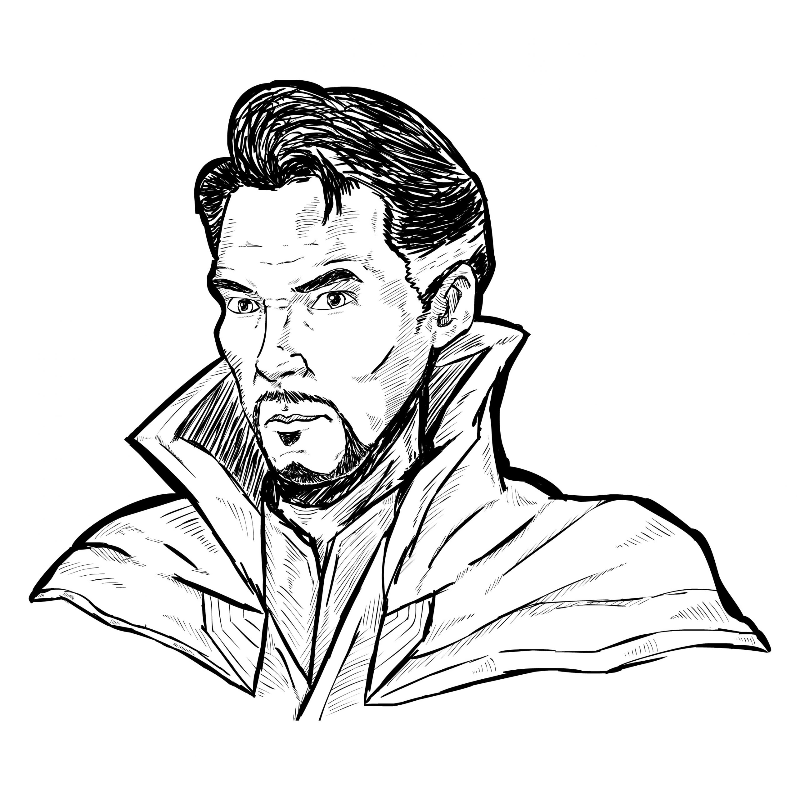 Dibujo de Impresionante Doctor Extrano para Colorear y Imprimir