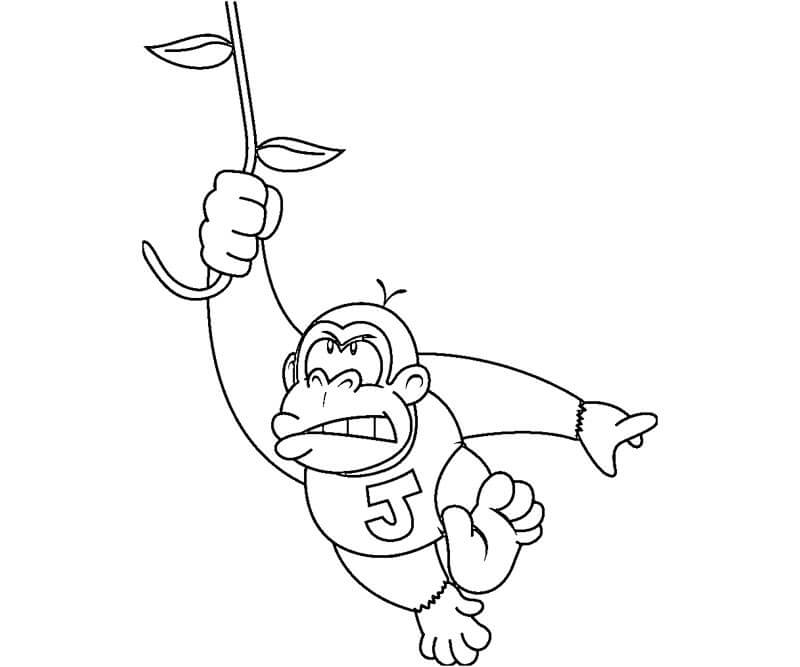 dibujo baby donkey kong escalada para colorear