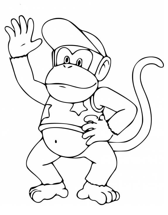 dibujo diddy kong sonriendo para colorear