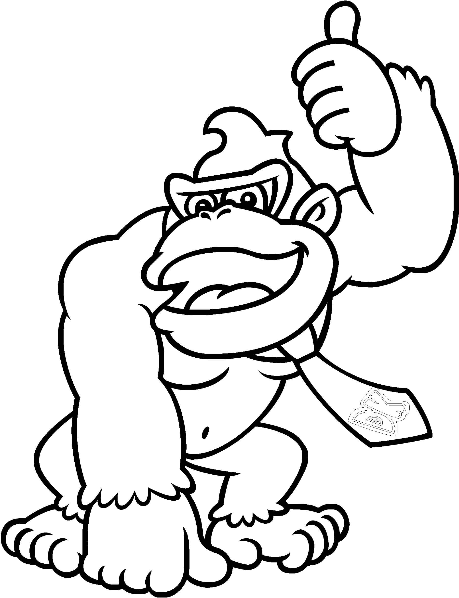 dibujo donkey kong feliz para colorear
