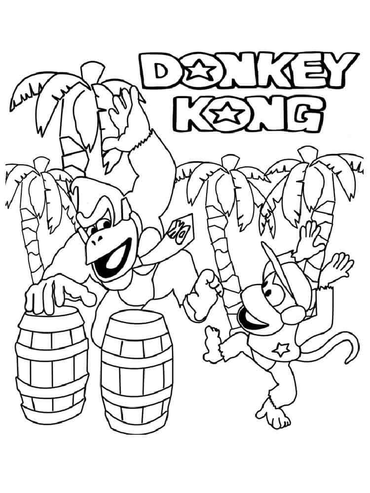 dibujo donkey kong y diddy kong para colorear
