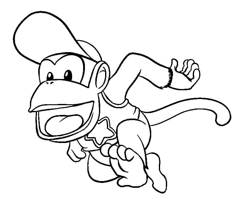 dibujo salto de diddy kong para colorear