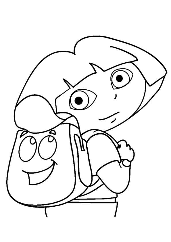 Dibujo de Dora Con Mochila para Colorear y Imprimir