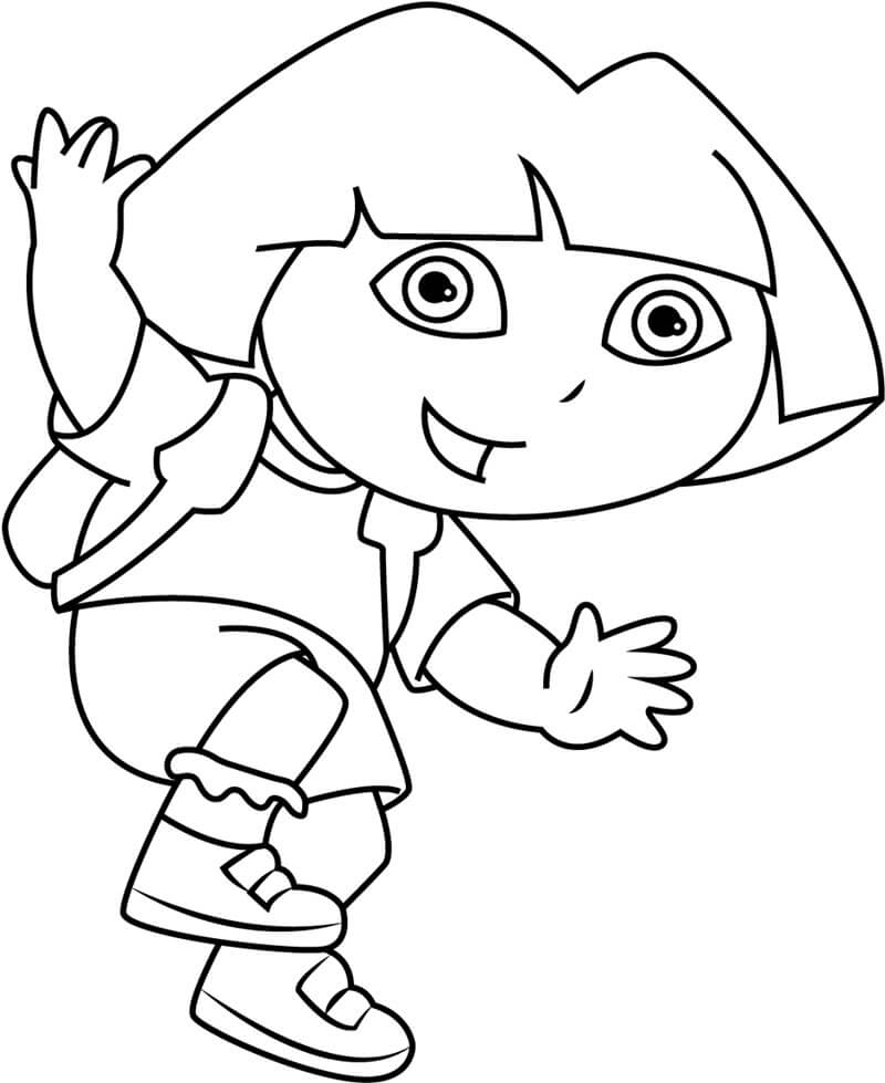 Dibujo de ¡Feliz Dora Saltar para Colorear y Imprimir