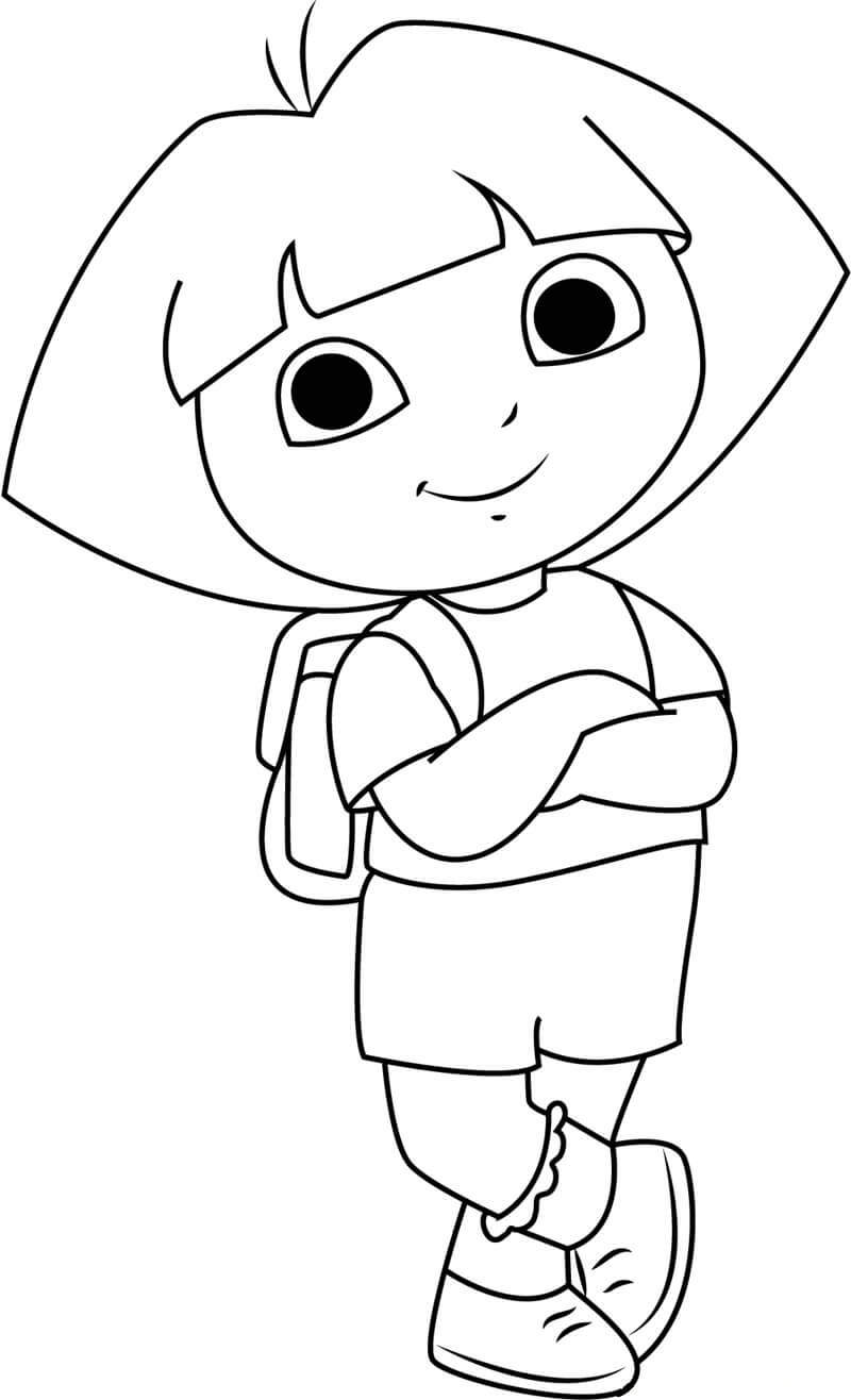 Dibujo de Linda Dora Sonriendo para Colorear y Imprimir
