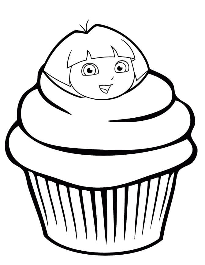 Dibujo de Pastel Dora para Colorear y Imprimir