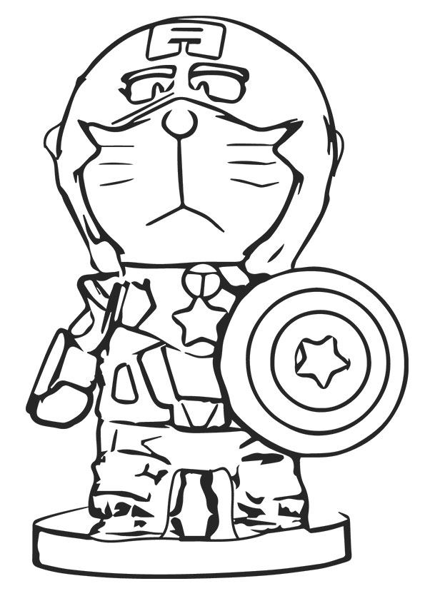 dibujo capitan america doraemon para colorear