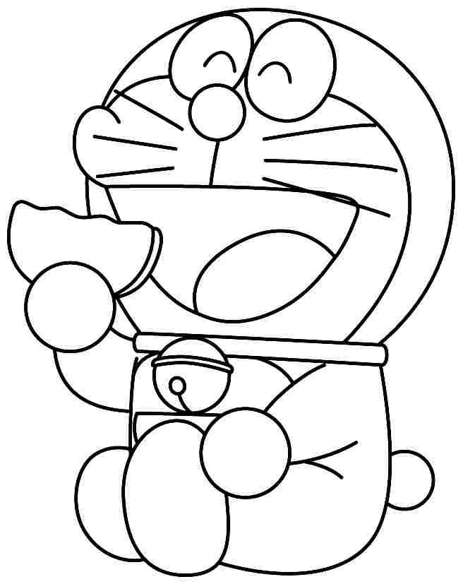 dibujo doraemon comiendo donut para colorear