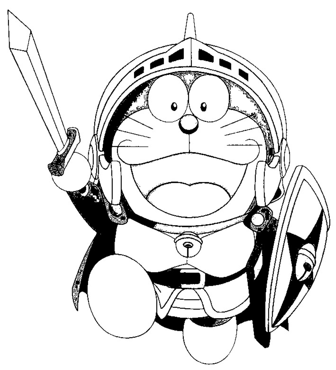 dibujo doraemon el guerrero para colorear