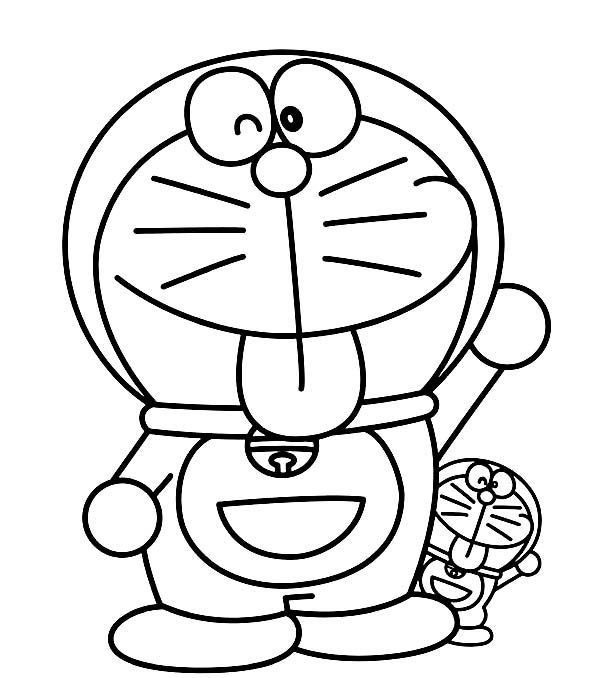 dibujo doraemon grande y pequeno para colorear