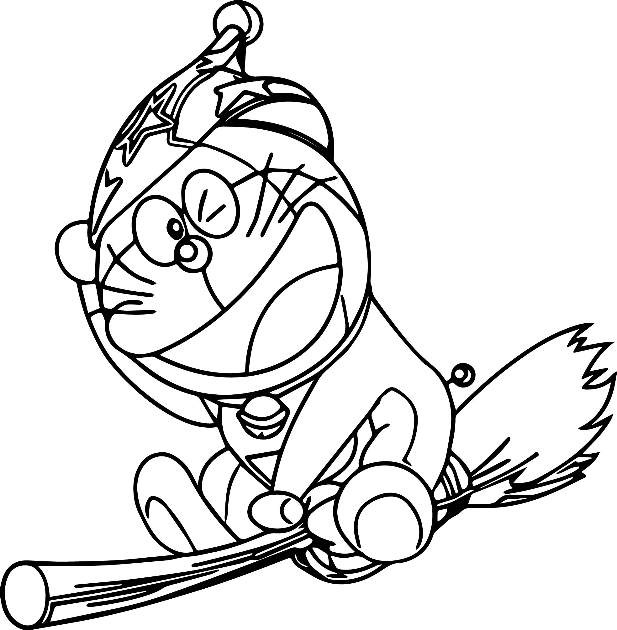 dibujo doraemon volando para colorear