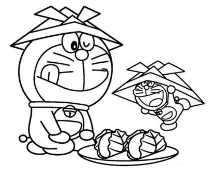 dibujo feliz doraemon para colorear